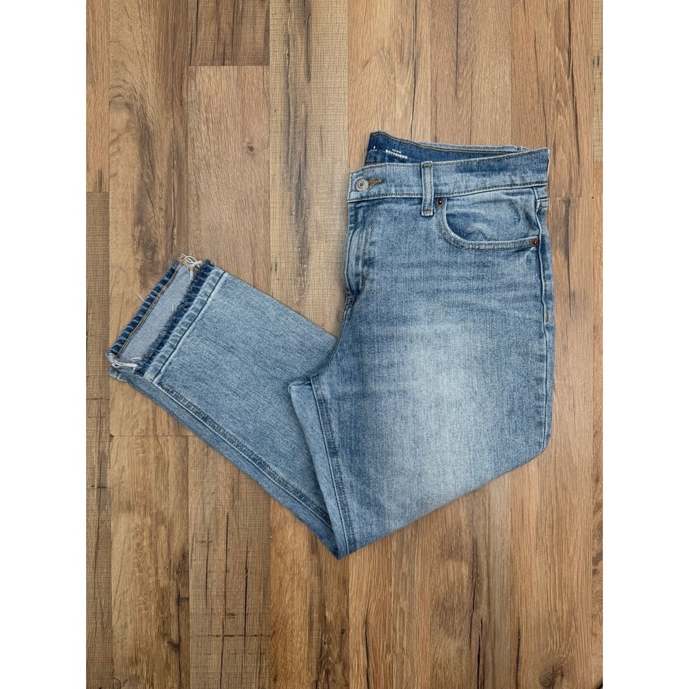Old Navy Boyfriend Jeans Women 6 Petite Mid Rise Cuffed‎ Raw Hem